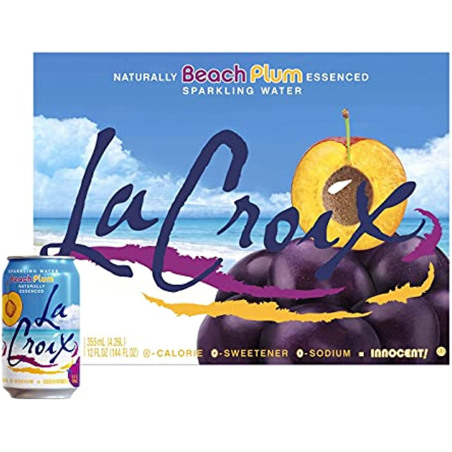 La Croix Flavored Sparkling Water | Beach Plum | Summer 2021 Flavor, Naturally Essenced, 12 Fl Oz Cans | Pack Of 8