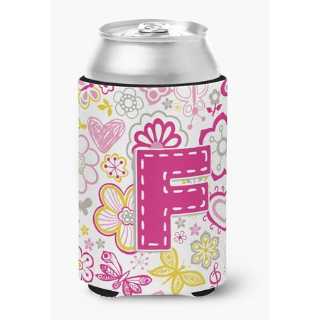 

Letter F Flowers and Butterflies Pink Can or Bottle Hugger