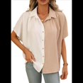 thumbnail image 1 of Blusas Casuales Clásicas de Corta con Botones para Mujer, Estilo Hawaiano, para Vacaciones en la Playa, Color Albaricoque, Talla L, 1 of 6