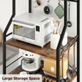 thumbnail image 4 of Kitchen Bakers Rack, Microwave Oven Stand with 2 Large Wire Basket, Industrial Coffee Bar Station, 5-Tier Kitchen Utility Storage Shelf with 8 Hooks for Spice, Pots Organizer, 4 of 9