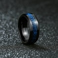 thumbnail image 4 of King Will Meteorite Tungsten Rings for Men 8mm Blue Opal Inlay Wedding Bands Black Plated Polished Beveled Edge for Engagement Anniversary Comfort Fit Size 9.5, 4 of 7