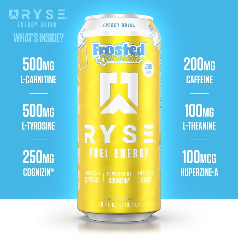 ryse l carnitine Fuel New Energy Drink - Frosted Lemonade - Sugar Free Ryse Loaded Protein comes Glutanex Tab Glutathione by سيروم للعناية بالوجه اليومي Selection:50 ml (1.7 fl oz)