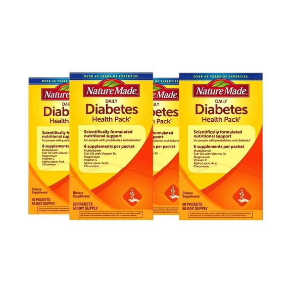 4 Pack | Nature Made Daily Diabetes Health Pack, 60 Packets
