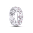 thumbnail image 4 of AFFY Round Simulated Pink Tourmaline Hollowing Flower Ring for Women 14K White Gold over Silver-7, 4 of 5
