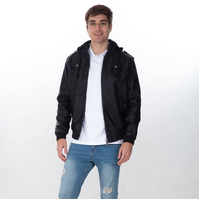 CHAMARRA PARA HOMBRE QUARRY PU CON CAPUCHA Y BOLSAS FRONTALES