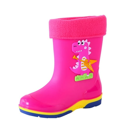 

Quealent Big_Kid Girls Shoes E Girl Boots Cotton Princess Shoes Cartoon Of Rain Shoes for Children Dress Boots Hot Pink 10 Years