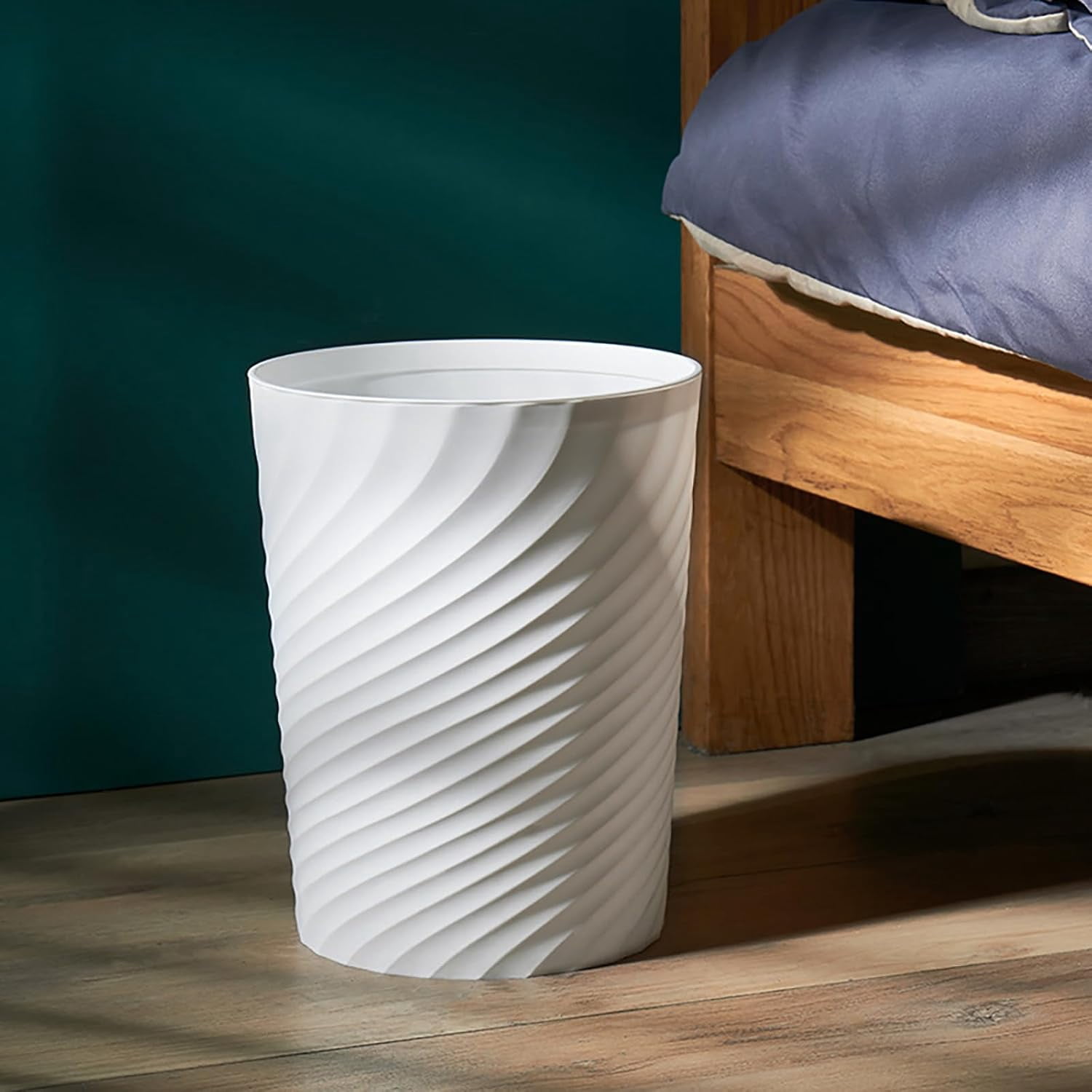 Bathroom Trash Can Small Waste Basket Garbage Can for Dorm Kitchen Toilet Office Bedroom, 2 Pack White