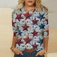 thumbnail image 2 of lcziwo Fourth of July Shirts for Women 3/4 Sleeve American Flag Patriotic Print Tops Casual Fashion Crew Neck Loose Blouses Summer 2025 Multicolor,S, 2 of 5