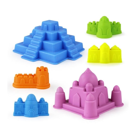 Beach Castle Mold Set of 6, PP PE ABS Plastic, Random Colors, 12cm x 12cm x 9cm