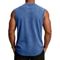 thumbnail image 5 of Men's Vintage Washed Tank Top - Soft Cotton Sleeveless Muscle Shirt with Contrast Binding, Distressed Casual Vest for Gym & Streetwear Blue XXXXL, 5 of 6