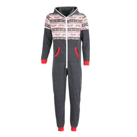 

COUTEXYI Family Matching Christmas Pajamas Set Festival Snowflake Pattern One-Piece Hooded Zip-Front Rompers for Dad Mom Children