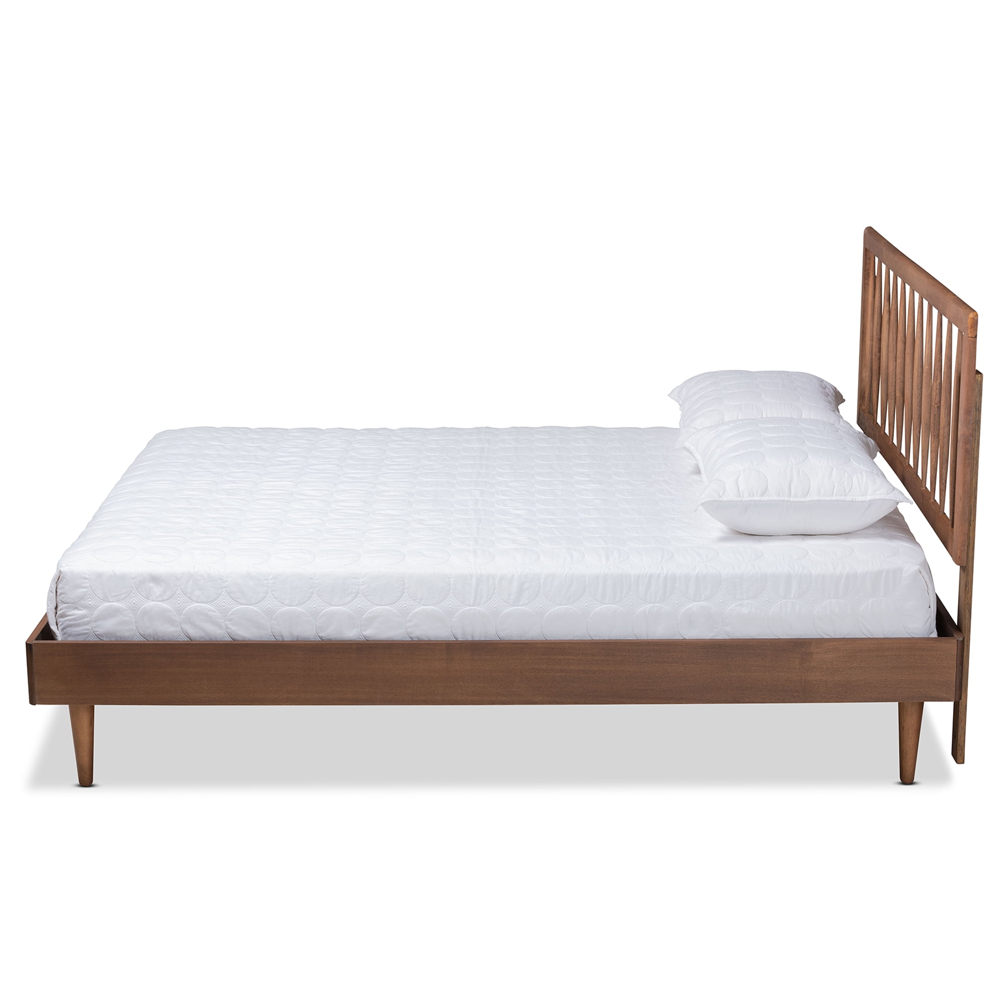 Baxton Studio Sora Mid-Century Wood Platform Bed, Queen, Ash Walnut