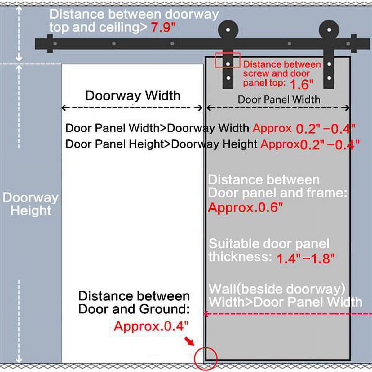 Smile Mart Flat-tip Design Single-door Sliding Track Barn Door Hanging Hardware Kit 8 ft - image 4 of 14