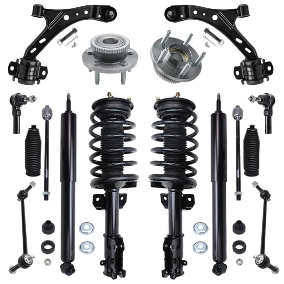 Detroit Axle - Front Struts Rear Shock Absorbers Wheel Hub Bearing Lower Control Arms & Inner Outer Tie Rods w/Boots Sway Bar Links for 2005-2010 Ford Mustang - 16pc Set
