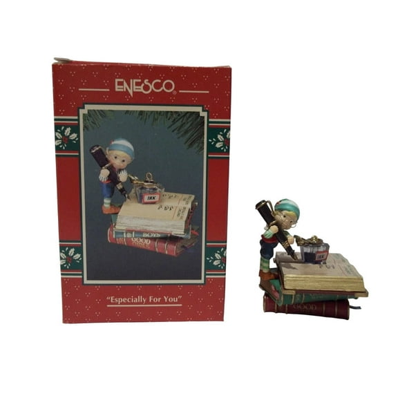 Vintage 1994 Especially For You (Elf – Pen & Ink Books) Enesco Christmas Tree Ornament 834580