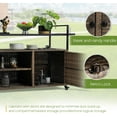 thumbnail image 5 of Wicker Outdoor Bar Cart - Brown Patio Console Storage Table Buffet Cabinet Serving Kitchen Cart with Wheels for Outside Backyard, 5 of 14