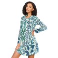 thumbnail image 3 of FORMRS Womens Long Sleeve Nightgowns Crew Neck Sleep Shirt Soft Pajamas Sizes S-3XL, Beautiful Leaves Pattern, 3 of 8