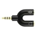 thumbnail image 2 of Black 3.5mm 2 Female to 1 Male U Shape Headset Splitter Adapter Aluminium Alloy Audio Adapter Black, 2 of 8