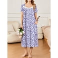 thumbnail image 6 of Avidlove Long Nightgowns for Women Henley Floral Ladies Gowns Short Sleeve Btton Neck Nightdress House Dress Sleepwear with Pockets, 6 of 9