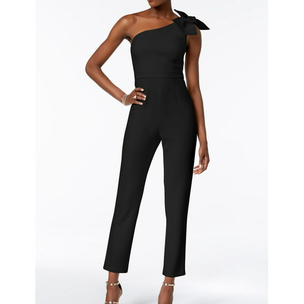 Adrianna Papell - Adrianna Papell Womens One-Shoulder Bow Jumpsuit ...