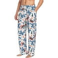thumbnail image 2 of Uemuo Retro Butterfly Pattern Men's Wide Leg Palazzo Lounge Pants with Pockets Light Weight Loose Comfy Casual Pajama Pants-Large, 2 of 9