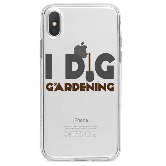 DistinctInk Clear Shockproof Hybrid Case for iPhone XS Max (6.5" Screen) - TPU Bumper Acrylic Back Tempered Glass Screen Protector - I Dig Gardening