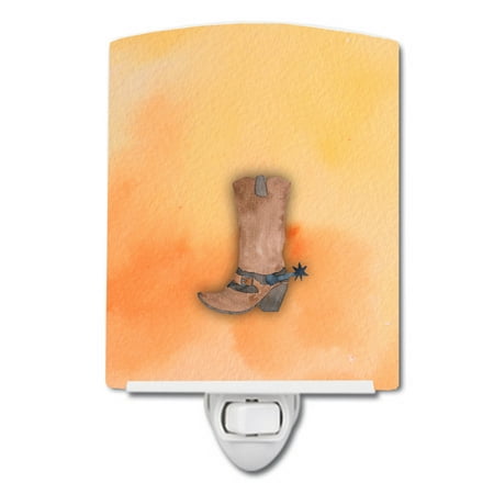 

Caroline s Treasures BB7371CNL Cowboy Boot Watercolor Ceramic Night Light 6x4x3 multicolor