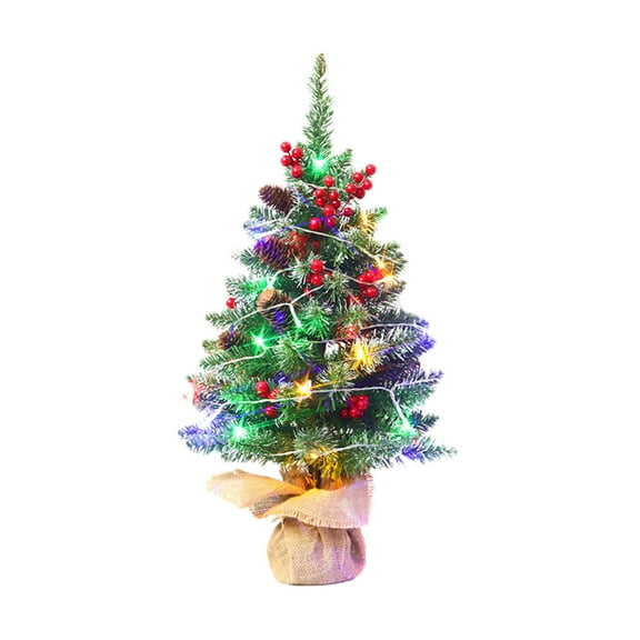 Christmas Small Christmas Trees Tabletop Decorations,Artificial Mini Christmas Tree with Pine Cones and Red Berries,Small Xmas Tree for Indoor Holiday Christmas Decorations