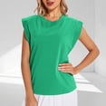 thumbnail image 2 of Cap Sleeve Tank Tops Womens Cotton Summer Casual Loose Fit Basic Tee Shirts Workout Yoga Gym Fashion (XL, Green), 2 of 4