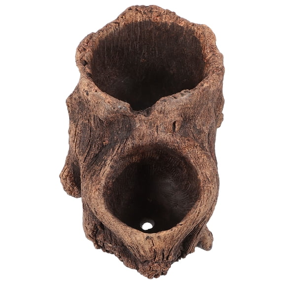 KAKOWELY Multi Use Vintage Cement Planter Pot with Unique Tree Stump Shape for Home and Garden