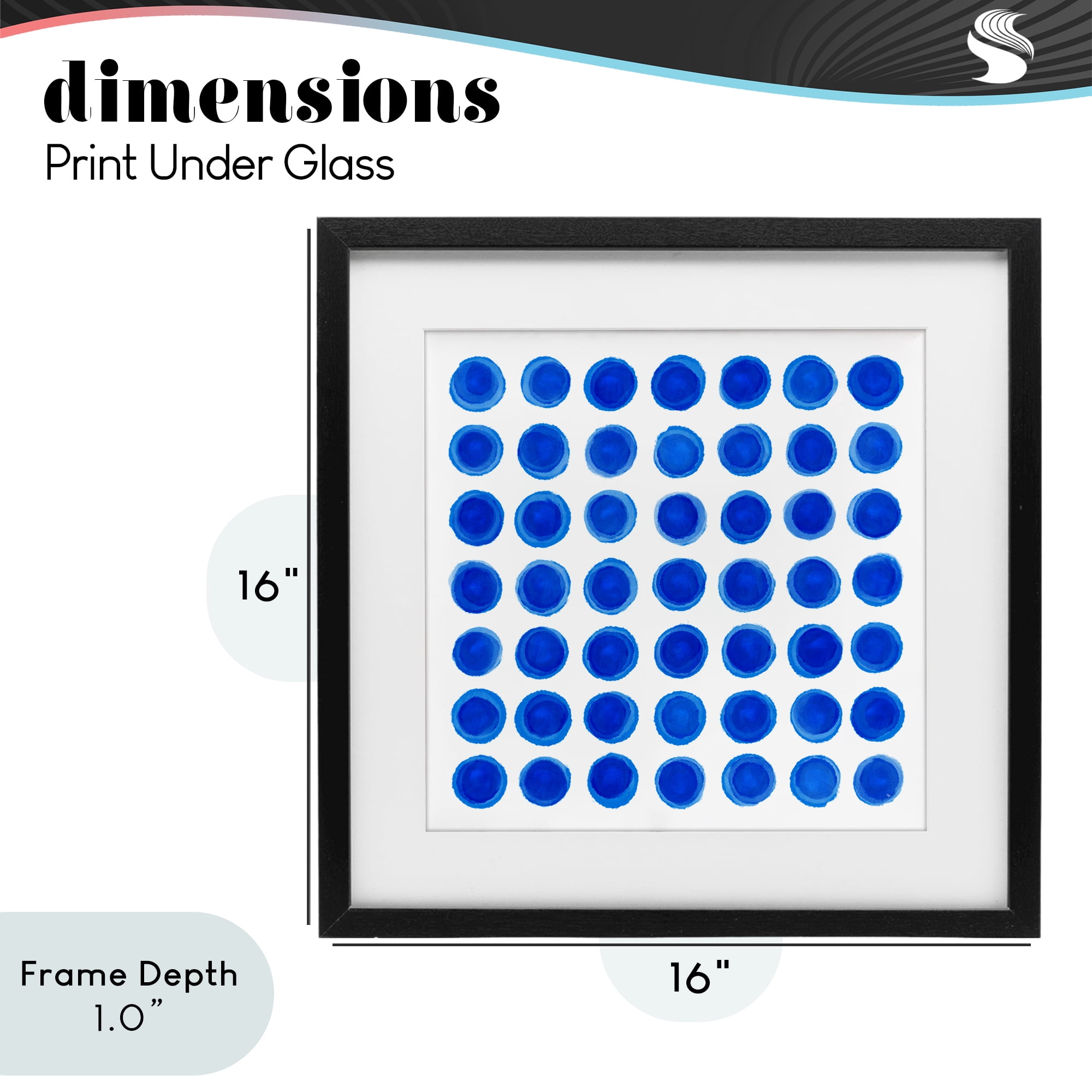 Stupell Industries Blue Dots Uniform Pattern Black Framed Print Under Glass, design by Martina Pavlova