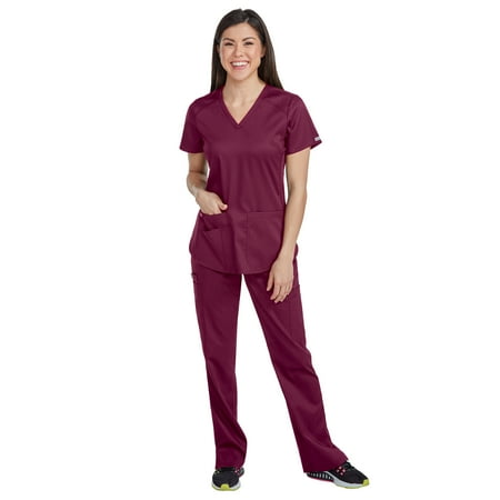 

Med Couture NEW TOUCH Women s V-Neck Shirttail Scrub Top & Yoga 2 Cargo Pocket Scrub Pant Set [XS - 3XL]