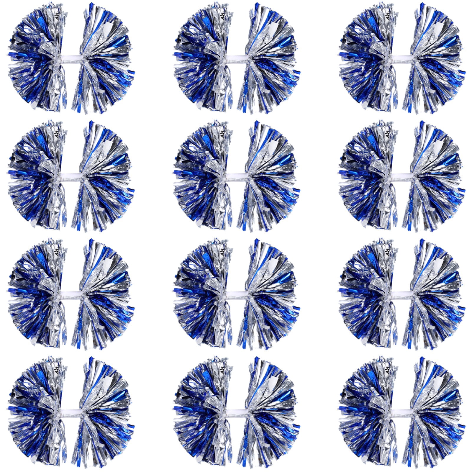 12 PCS Cheer Pom Poms, Baton Handle Cheerleading Pom Poms, Metallic Foil Cheer Pompoms for Team Sports Party Dance Cheering Accessories