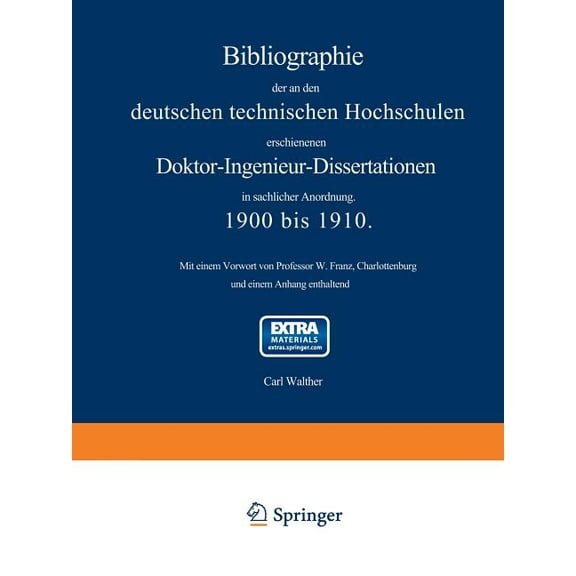 Bibliographie Der an Den Deutschen Technischen Hochschulen Erschienenen Doktor-Ingenieur-Dissertationen in Sachlicher An, (Paperback)