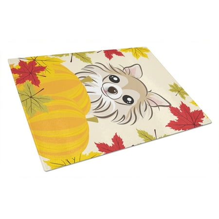 

Caroline s Treasures BB2057LCB Chihuahua Thanksgiving Glass Cutting Board Large 12H x 16W multicolor