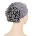 thumbnail image 6 of Holzkary Turbans for Women Head Wraps for Black Women Stretch 2025 Trendy Womens Casual Solid Flowers Head Hat Cap Headwear Muslim Turban Cap Slouchy Headwear Grey One Size, 6 of 6