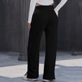 thumbnail image 4 of Bibifish Womens Pants Black Drawstring Waist Soft Loose Wide-Leg Pants Fit Casual Daily Errands Weekend Relaxing Pants With Side Pocket, 4 of 7