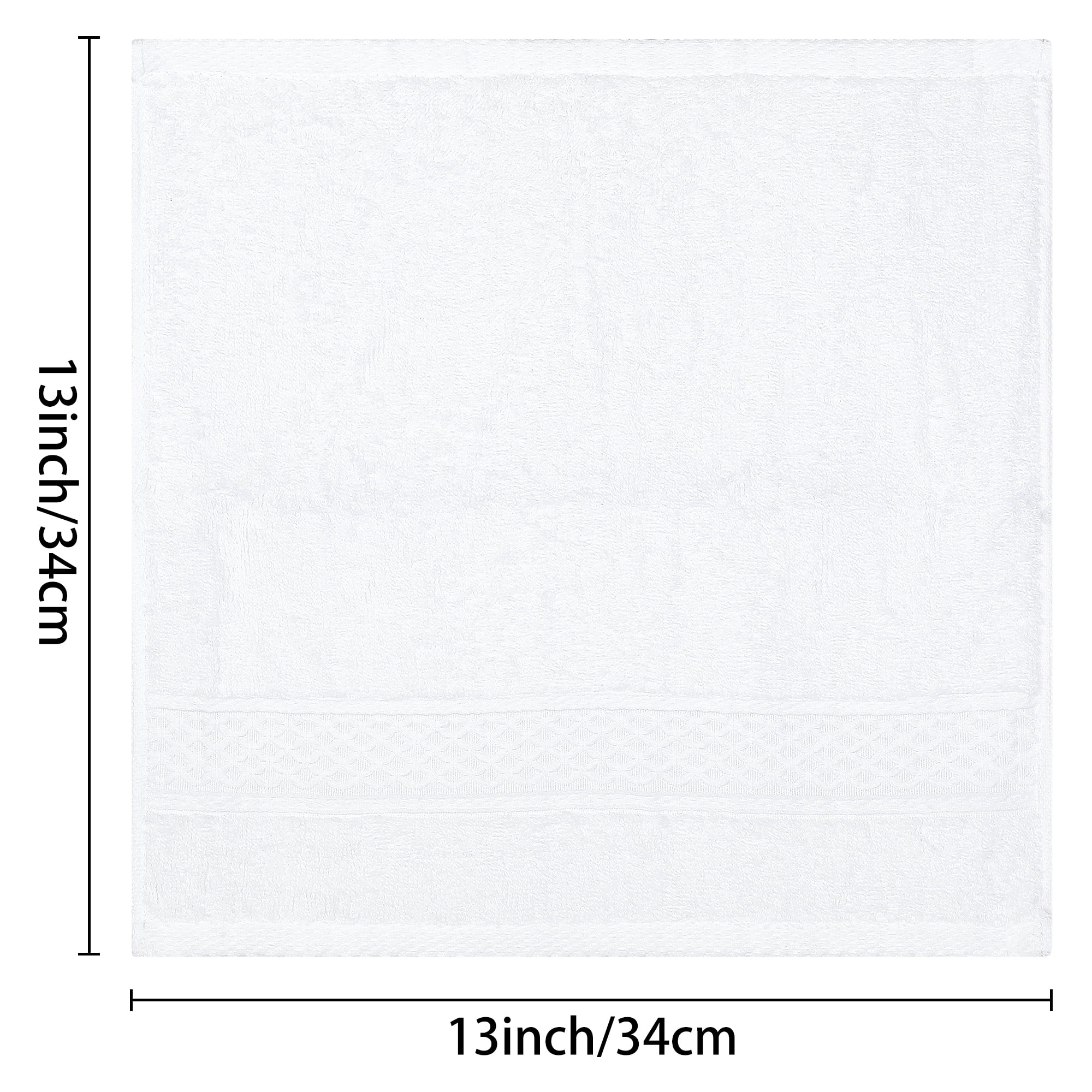 Unique Bargains Geometric Washcloths Set Cotton Bath Towels Low Lint White 12