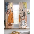 thumbnail image 2 of Western Cowboys Sheer Curtains 84 Inch Length 2 Panels Set for Living Room/Bedroom, Vintage Boho Abstract Cactus Beige Kitchen Curtains Grommet Semi-Sheer Curtains Drapes Window Treatments 42"x84"x2, 2 of 7