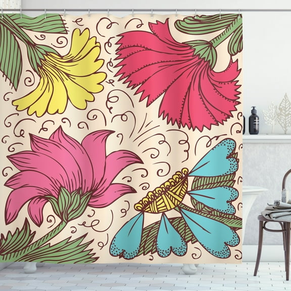 Ambesonne Aster Shower Curtain, Old Fashioned Art, 69"Wx84"L, Multicolor