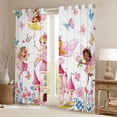 thumbnail image 2 of Feelyou Kawaii Fairy Elf Blackout Curtains Set of 2 (52x84 Each), Pink Princess Castle Window Curtains, Dreamy Butterfly Flower Curtains and Drapes, Blackout Curtains Bedroom Decor, 2 of 6