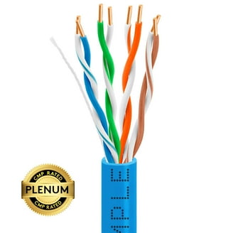 NavePoint Cat6 Plenum Bulk Ethernet Cable, 1000ft Blue, 23AWG Solid Copper, 550MHz, For In-Wall & Plenum Use