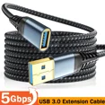 thumbnail image 2 of Cable de extensión USB3.0, Cable de carga de transmisión de alta velocidad de 5Gbps, extensor USB, Cable de datos macho a hembra, Cables trenzados de nailon, 2 of 5