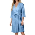 thumbnail image 5 of UDAUDU Women鈥檚 Post Surgery Robe 2026 Hospital Gown Drain Side Pockets 3/4 Sleeve Mastectomy Recovery Pajamas & Gift Sky Blue S, 5 of 9