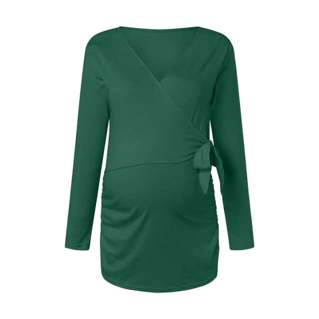 T-shirt de Maternité à Manches Longues à Col Rond pour Femmes, Haut d'Allaitement, Blouse Décontractée pour l'Allaitement, Coupe Régulière, Ourlet Uni, Design pour