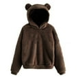 thumbnail image 2 of Resicozy Women's Cute Bear Ears Hoodies Fashion Soft Solid Pullover Hooded Sweatshirt Long Sleeve Sweater Coffee S, 2 of 5
