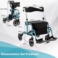 thumbnail image 3 of Costway Andador Rollator 2 en 1 Multiusos de Aluminio con Altura Ajustable para Personas Mayores Carga 136 kg Azul Costway Modern, 3 of 10