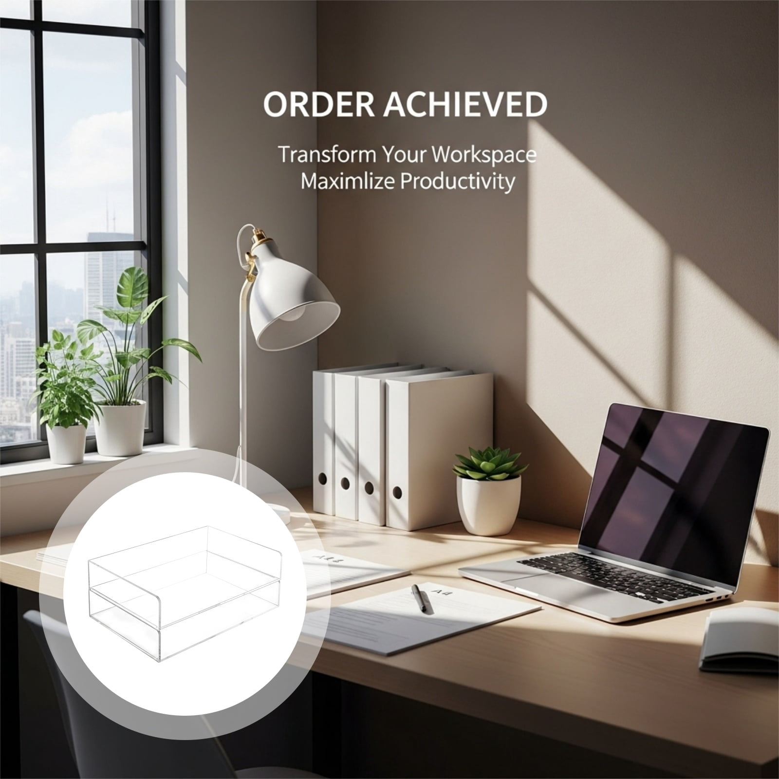 2 Pcs Stackable Paper Letter Tray, A4 Size Acrylic Desk Organizer with Open Front, Clear File & Document Holder for Office Storage, Vertical Tray for Desk Organization