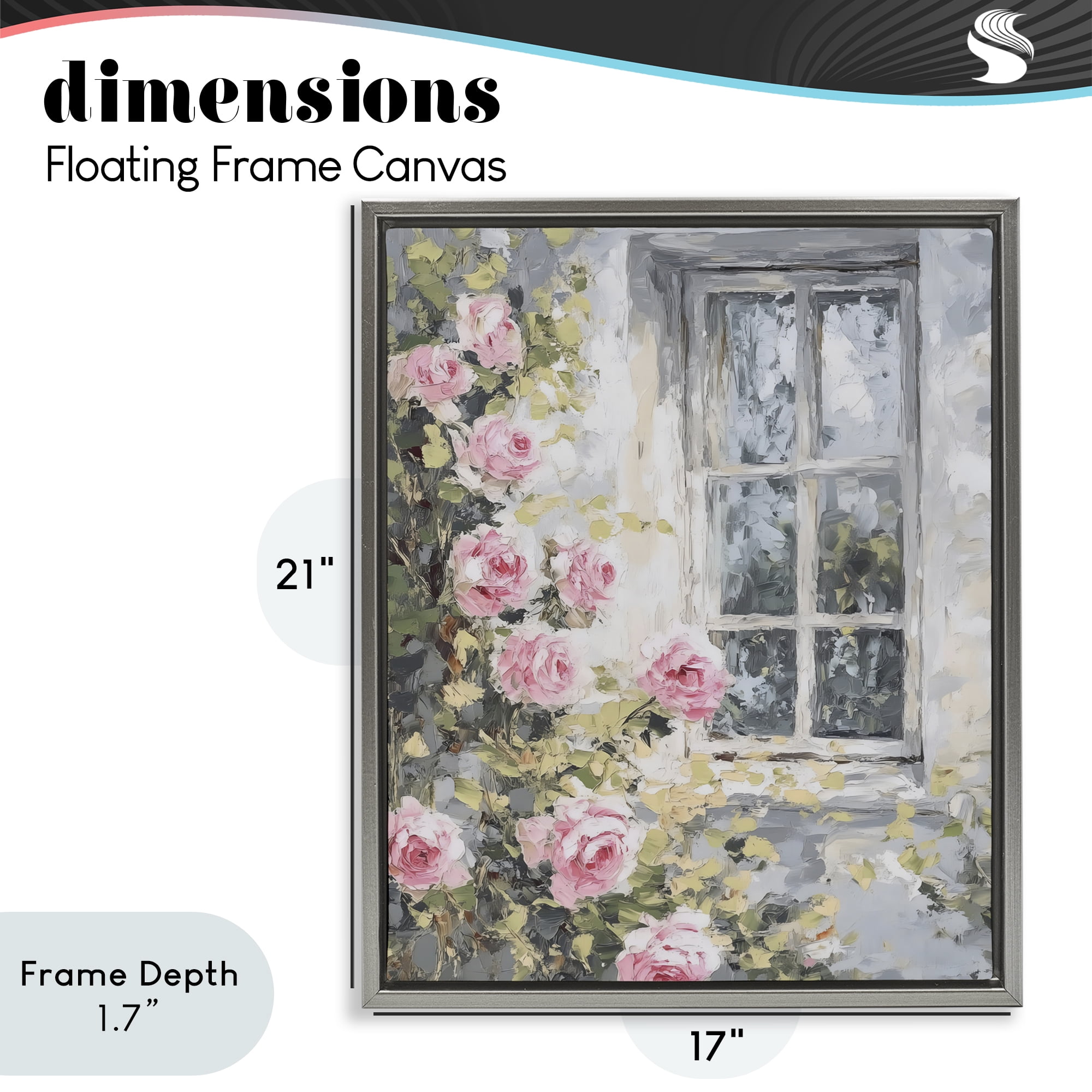 Stupell Industries View Of Roses Cottage Window Gray Framed Floater Canvas Wall Art, design by LSR Design Studio