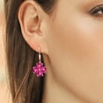 thumbnail image 3 of Gem Stone King 18K Rose Gold Plated Silver Pink Created Sapphire Dangle Earrings for Women (6.42 Cttw, Gemstone September Birthstone, Heart Shape 6MM), 3 of 3